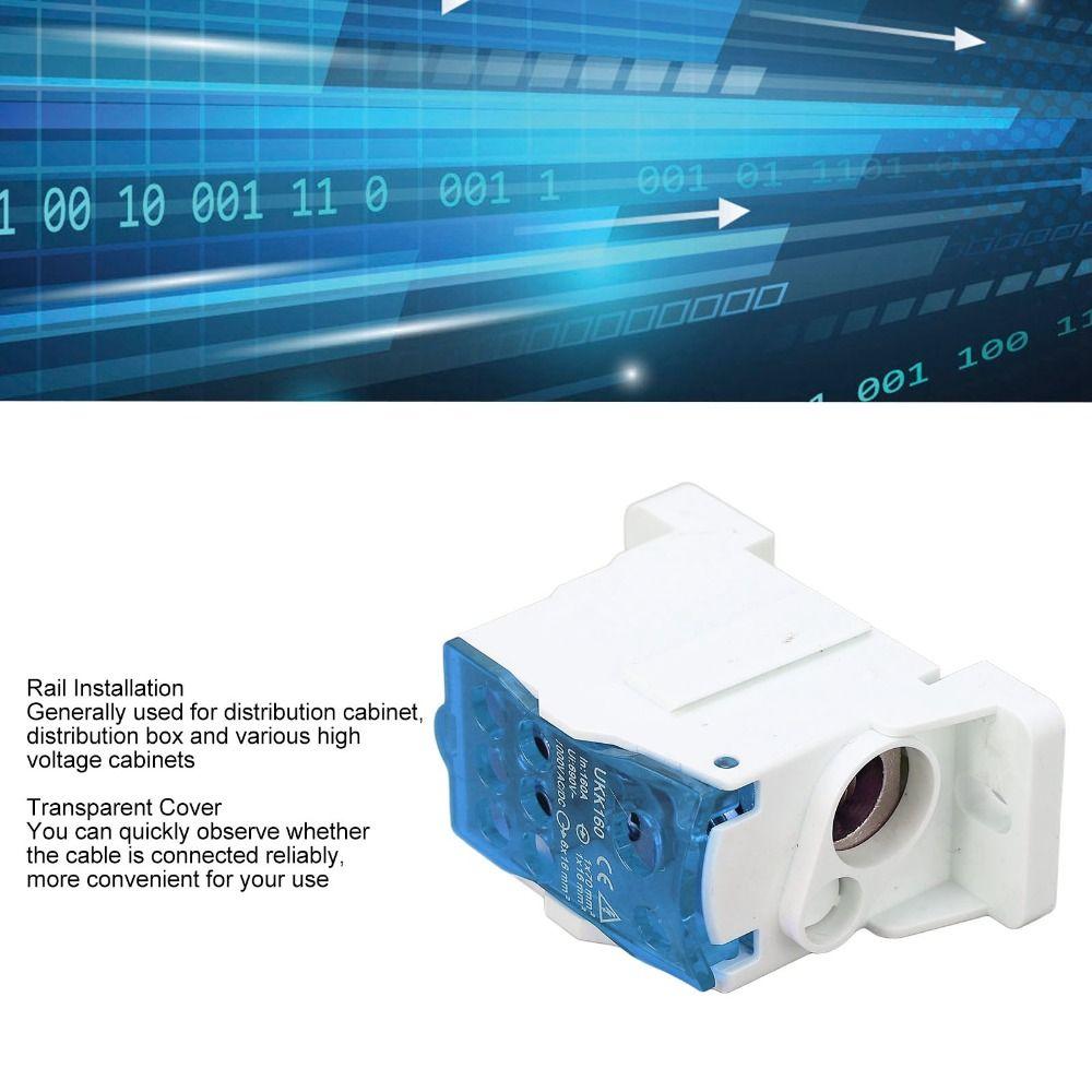 Red and Biue Rail Distribution Box 690V 160A Fine Insulation Power Wire Connector PA66 Retardant Junction Box Industrial Use