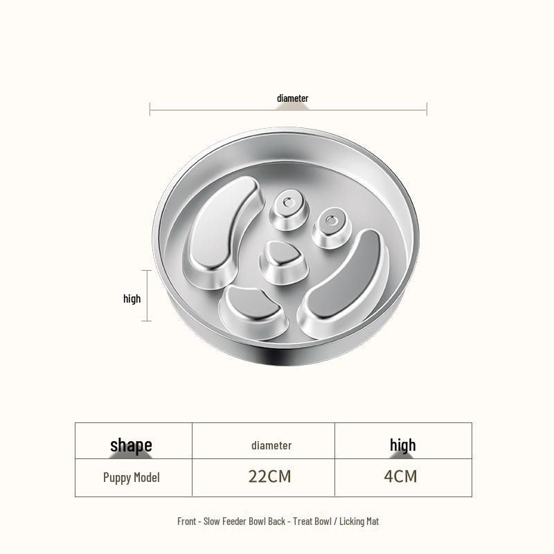 Stainless Steel Non-Slip Slow Feeder Pet Bowl for Cats & Dogs