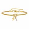 Double Knot Round Snake Bone Bracelet with Diamond 26 Letters Cross Pendant Charm Jewelry