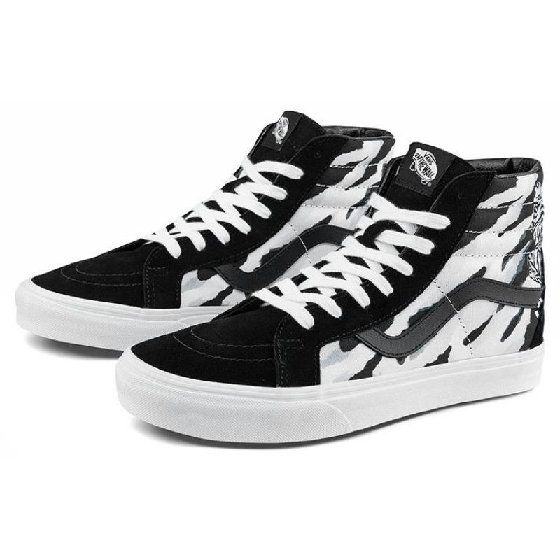Vans Sk8-Hi Reissue Tiger Embroidery Tiger Stripe High Top Unisex Skate Shoes Multicolor VN0A2XSBWHT