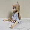 13/18CM GOLDEN HEAD My Cat Is A Kawaii Girl Anime Figure Sakura Soybean Flour Sit And Eat Fish Collectible PVC Model Doll Lovely Toy