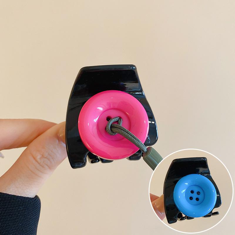 Kreative doppelseitige Knopf-Haarklammern für Frauen Mädchen Süß Niedlich Schwarz Acryl Kleine Hai-Klammer Haarspangen Haaraccessoires