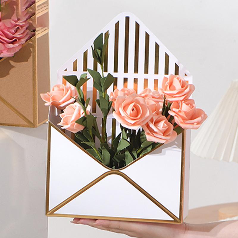5Pcs Creative Envelope Flower Boxes Hand-folded Flowers Gift Bag Florist Bouquet Packaging Materials DIY Wedding Party Supplies