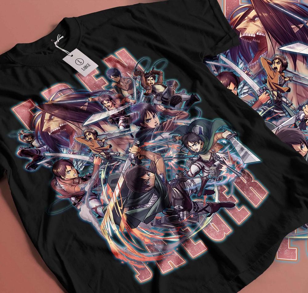 

Attack On Titan Eren and Mikasa T-Shirt Girl Horror Anime AOT Shirt All Size 220 4XL