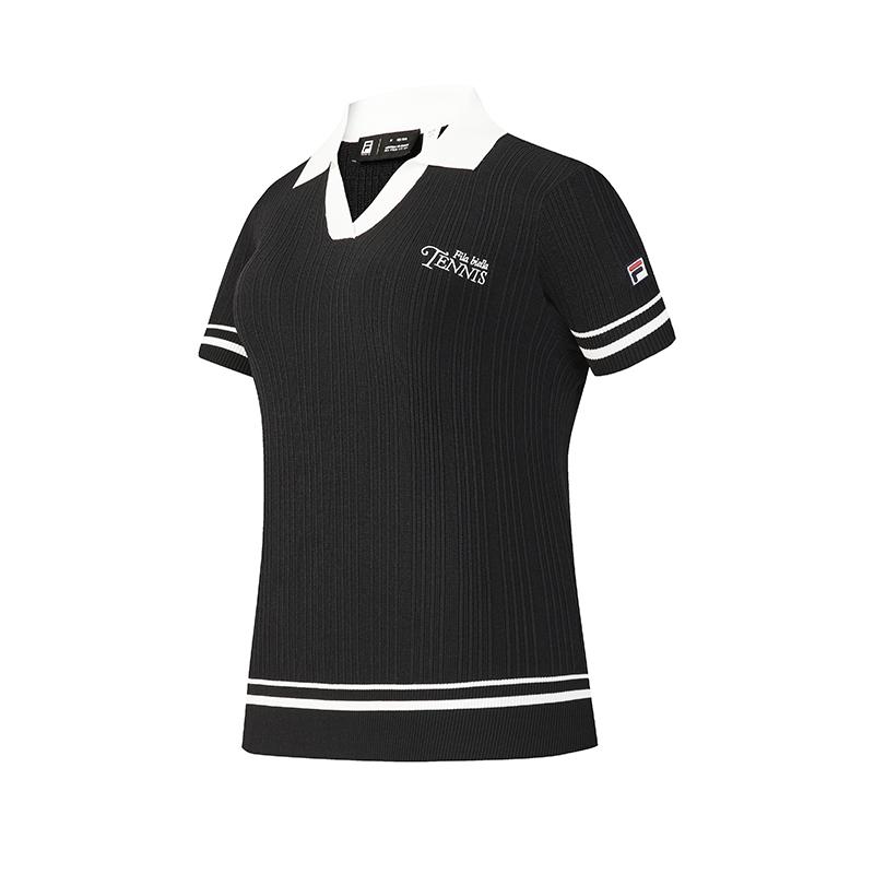 

Fila Tennis Fashion Simple Classic Retro Tennis Sports Casual Versatile Comfortable Striped Knitted Short Sleeve Top Women tops A11W623401FNV S