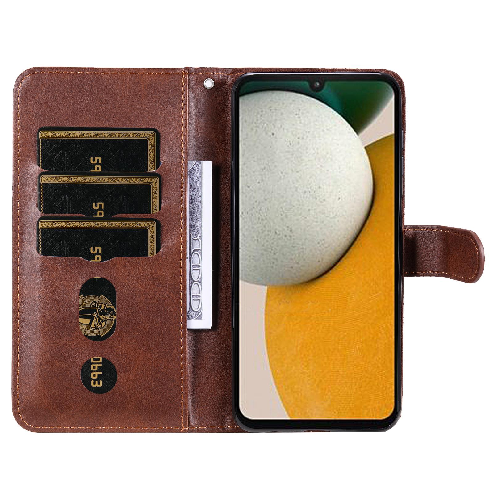 

For Samsung Galaxy A15 4G Case Zipper Pocket Wallet PU Leather Phone Cover Brown