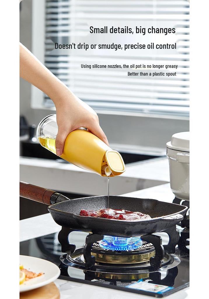 Automatic Gravity Lid Glass Oil Bottle - Leak-Proof Container for Oil, Soy Sauce, or Vinegar. Ideal for Kitchen Use.