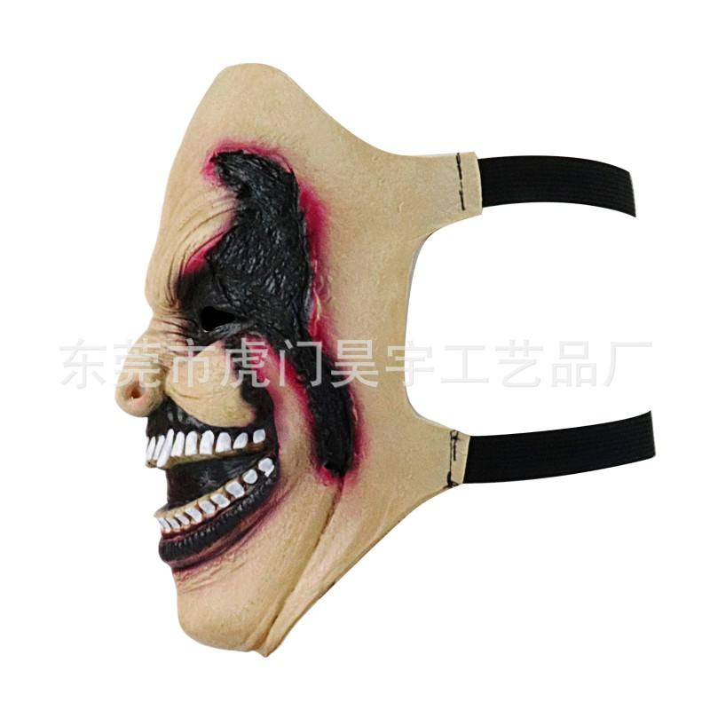 Halloween Bloody Half Face Zombie Mask Walking Dead Sharp Teeth Horror Costume Prop Haunted House