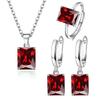 European Creative Colored Stone & Rhinestone Pendant Necklace and Rectangular Earring Set for Women.