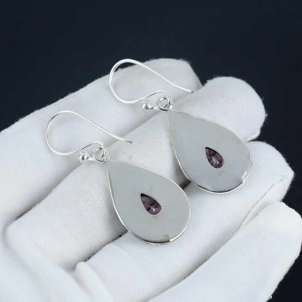 Amazing Pink Kunzite Gemstone Earrings, 925 Sterling Silver Earring, Handmade Boho Silver Jewelry Dangle Earrings, Anniversary Gift