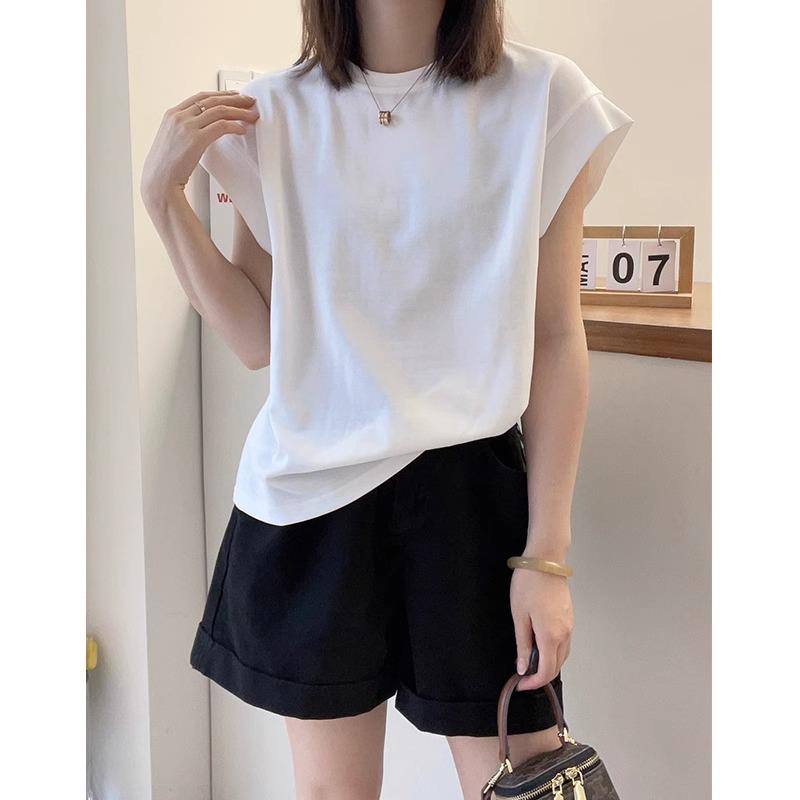 Retro Slimming Sleeveless Women's Summer T-Shirt - Anti-Exposure, Versatile, Figure-Flattering