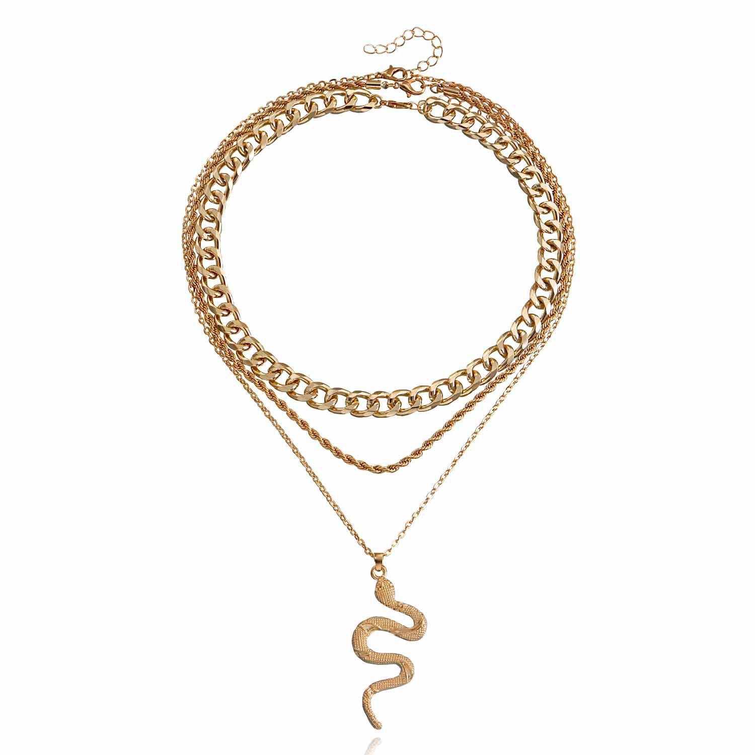 

ins popular snake element necklace female design sense ancient snake pendant neck chain necklace золотий
