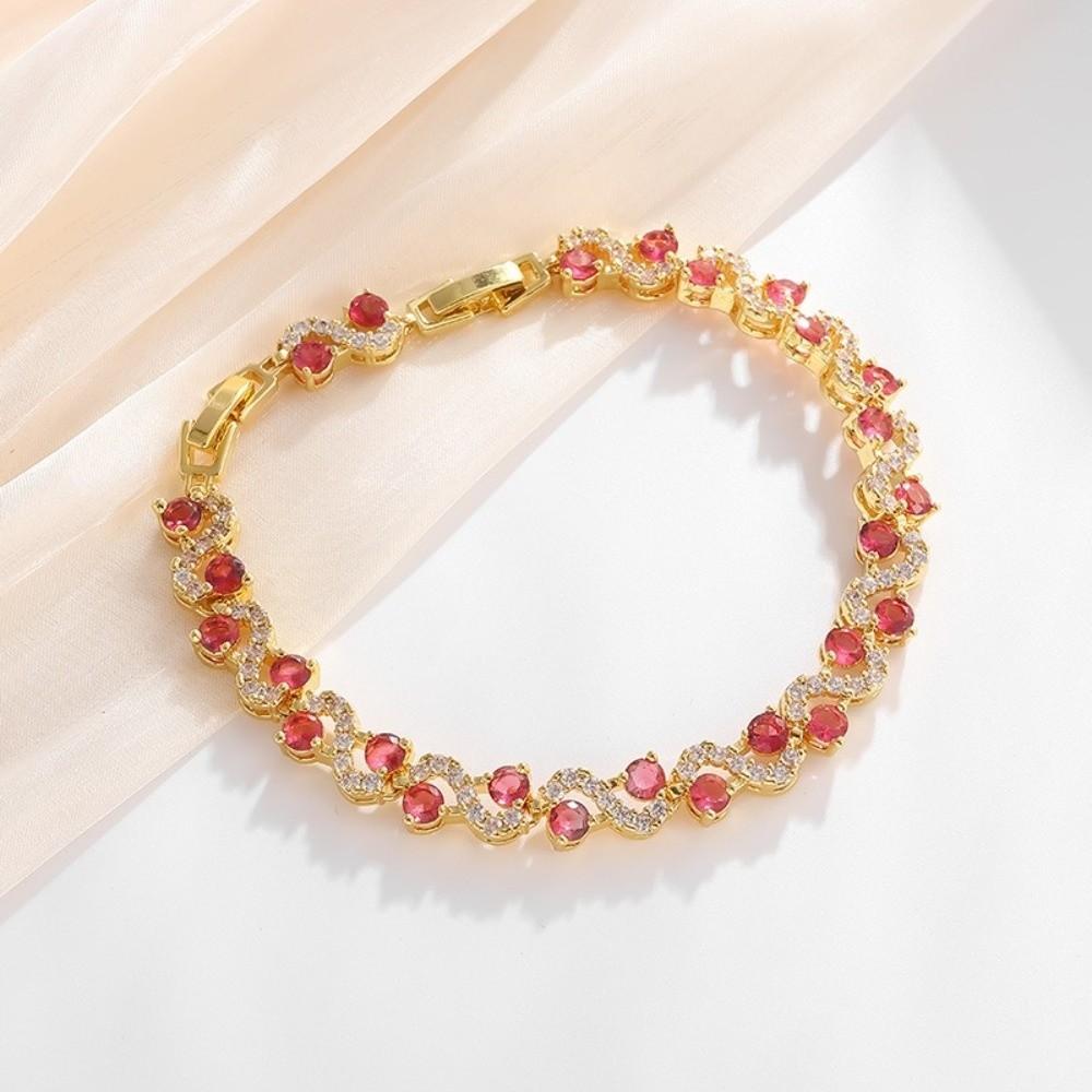 Gold Plated Zircon Cross Hand Chain Colorful Fashion Jewelry Crystal Gemstone Bracelet For Women