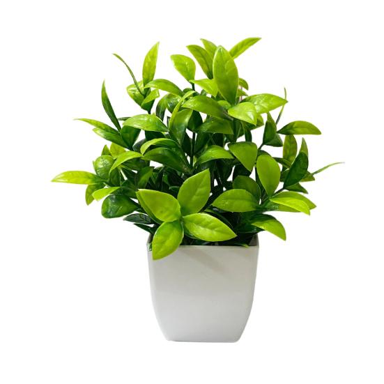 4 Stück Mini künstliche grüne Topfpflanzen, kleine Fake-Pflanzen mit Topf für Zuhause, Büro, Indoor, Tisch, Regal, Bauernhaus, Badezimmer Dekoration