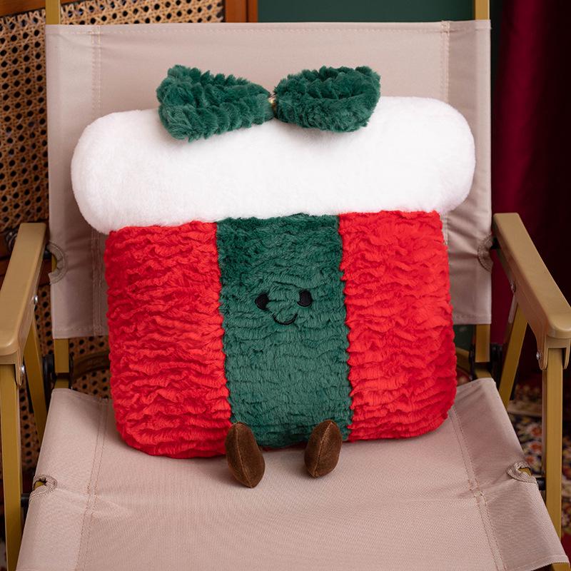 Festive Christmas Tree & Gingerbread Man Plush Cushion, New Year Gift & Wreath