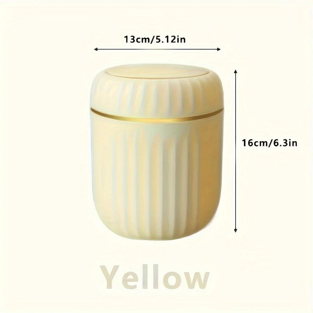 Luxury Press Top Mini Trash Can with Lid Creative Small Plastic Waste Bin for Office Living Room Bedroom Study Kitchen Desktop