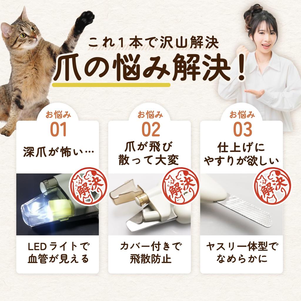 WanWeek Cat and Dog Nail with LED Light and Shatterproof Stainless Steel Prevents Ingrown Safety Suitable for Cats and Extra Small To Small Stylish