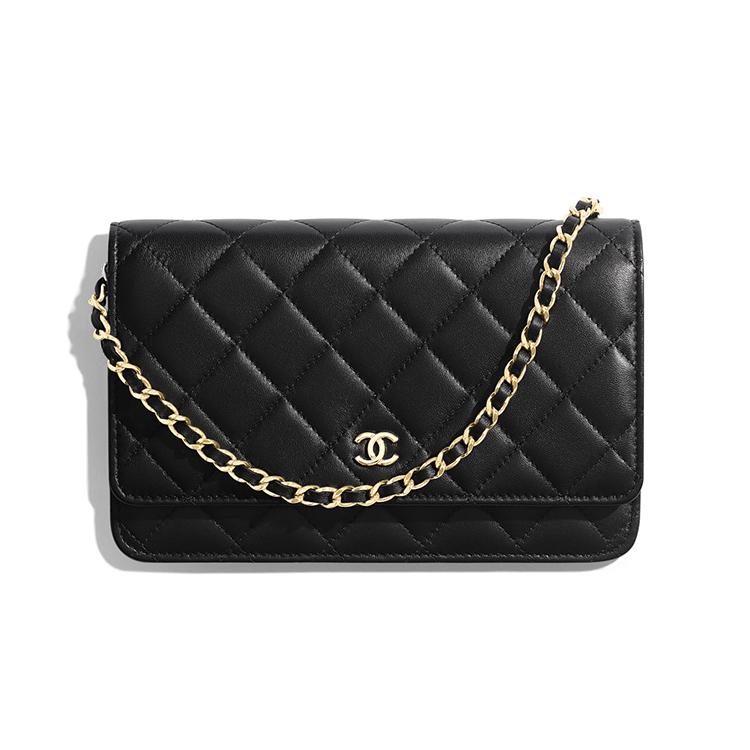 

Chanel Woc Золота пряжка Шкіряний ланцюжок Ромбовий візерунок Шкіра ягняти та Золотий метал Сумка через плече Посланник Міні Жіноча Чорний Basic+Dust Bag чорний