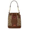 Dempsey Fabric Cow Leather Bucket Bag Handbag Mini Women's Elephant Gray Brown (Unisex) Handbags C8322 IMVGB