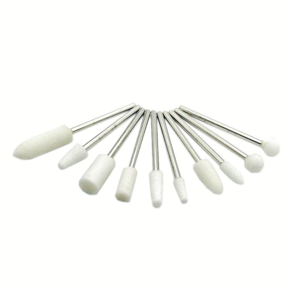10pcs/set  Dental Stone Grinder Polisher Burs 2.35mm Shank For Contouring Shaping Porcelain Dental Rotary Stone Polisher