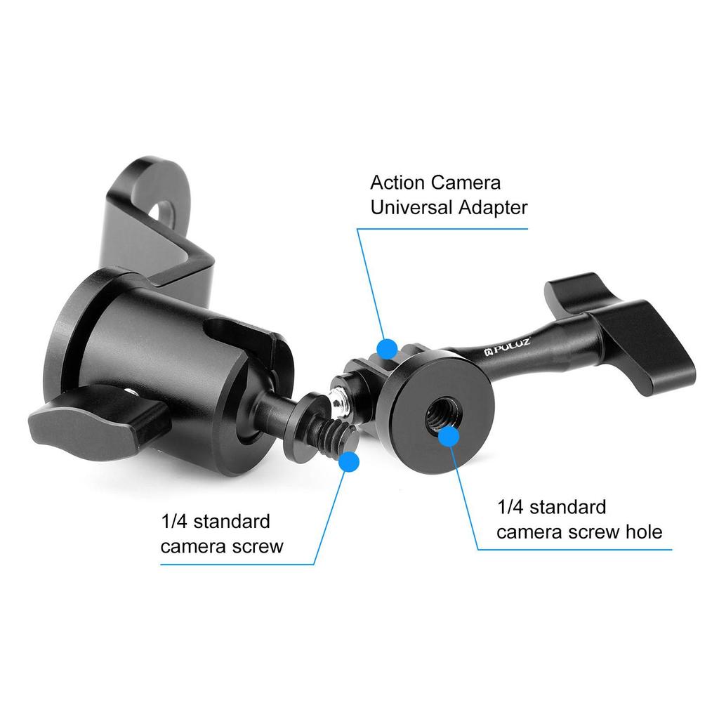 PULUZ Aluminum Motorcycle Rearview Mirror Action Camera Mount Accessory