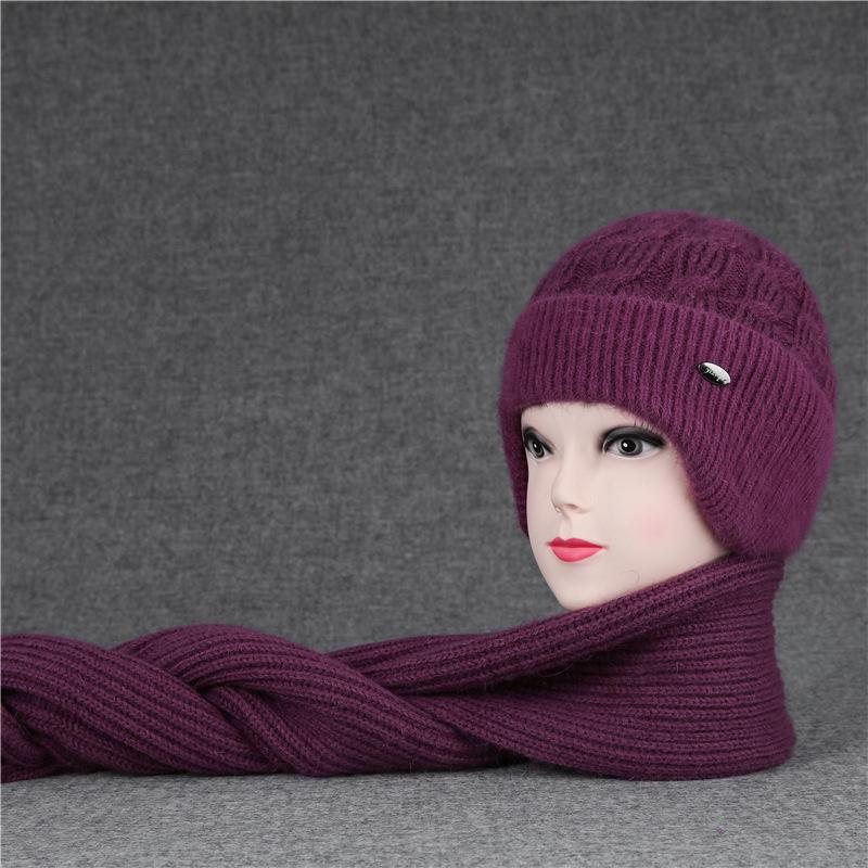 Women's winter hats for the elderly with thick fleece and warm ear protection rabbit wool hats for cold-proof cotton hats