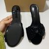 Vintage Fashion Women's Summer Sandals Rhinestone  Large Size  Elegant Slingback Summer High Heeled Shoes for Female