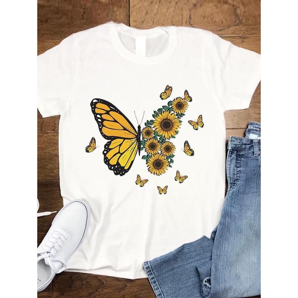 Leopard Love Trend 90s Women Fashion Clothing Tee Top Casual Short Sleeve Tshirts Graphic T-shirts T Female Cartoon Lady Clothes