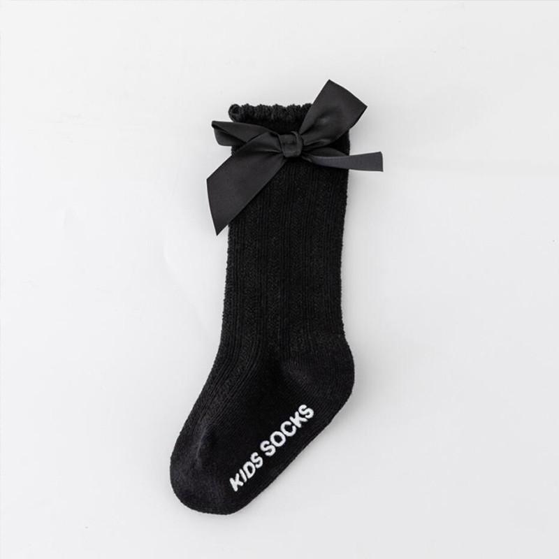 Cute Bows Baby Long Socks Solid Color Soft Cotton Newborn Boys Girls Knee High Socks Anti-slip Infant Toddler Floor Socks