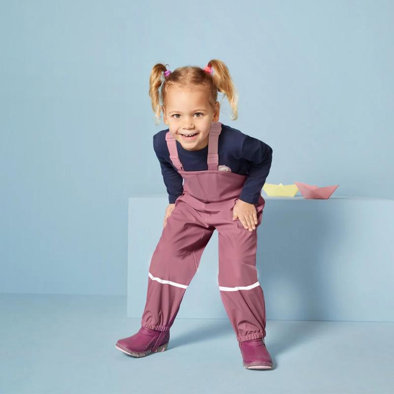 Pantaloni da pioggia impermeabili foderati in pile per bambini – Salopette unisex per bambini piccoli e dell'asilo