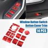 14Pcs Window Switch Button Cover Trim for Toyota RAV4 - Aluminum Red