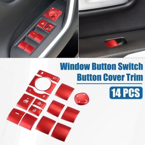 

14Pcs Window Switch Button Cover Trim for Toyota RAV4 - Aluminum Red