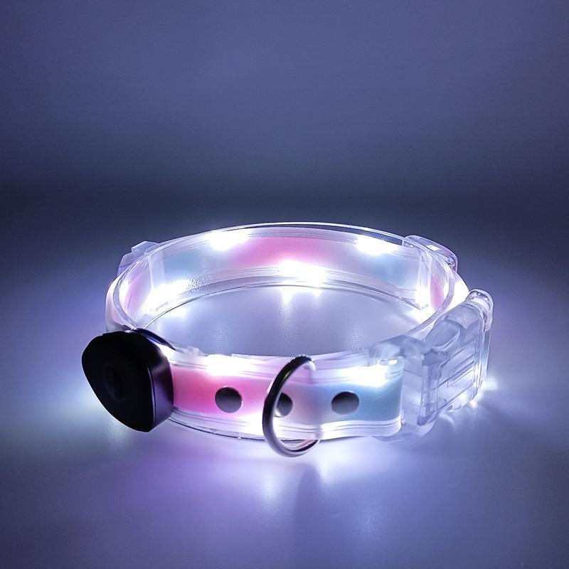 LED Leuchthalsband USB-Aufladung Haustierhalsband mit Licht PVC Geflochtenes Gurtband Hundeleine Leuchtendes Hundehalsband