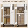 Küchenschrank auf Rädern, Mobiler Küchenschrank mit Regalen, Schubladen, Verstellbarem Regal, Kabeldurchlass, Weiß