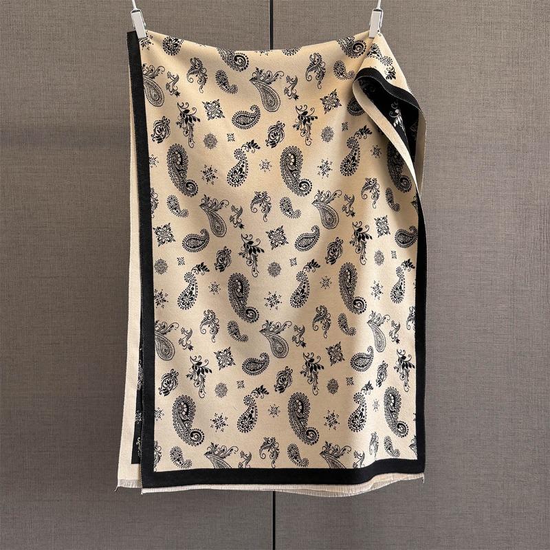 Herbst und Winter neuer vielseitiger hochwertiger Vollprint Kaschu-Jacquard-Schal Damen verdickter warmer Fransen-Schal