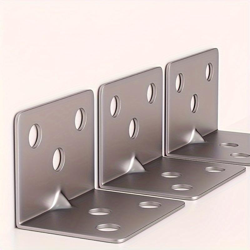 10pcs Stainless Steel Right Angle Brackets, 90 Degree L-Shaped Support, Metal Joint Corner Braces for Furniture Shelves Construction with Screws