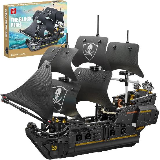 TYCOLE Pirate Ship Building Block Sets,MOC Black Pearl Toy Kits,Boat Model Compatible with Famous Bricks,Creative Pirate Themed Decor,Christmas