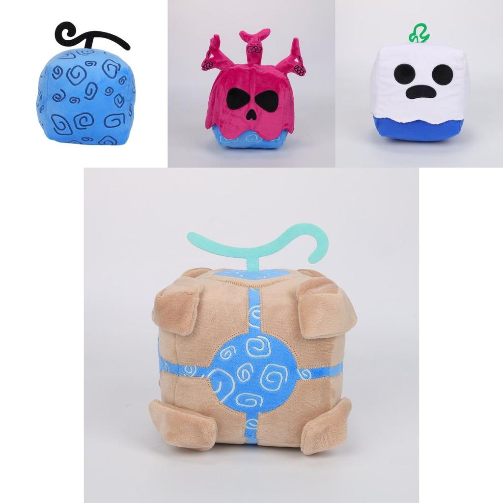 Blox Fruits Plüschtier in lila Leopardenmuster-Box Weiches und flauschiges Stofftier für Kinder 15 cm Höhe