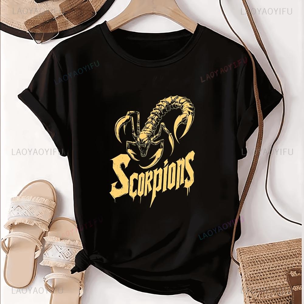 Loose and Retro Scorpions Rock Band Summer Y2K Short-sleeved Shirt Suitable for Both Men and Women, Large Size T-shirt