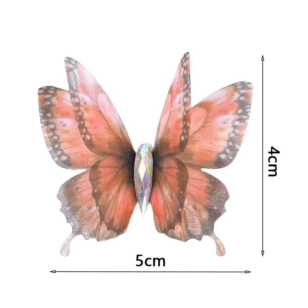 50Pcs 3D Organza Fabric Butterfly Appliques Colorful Double-layer Chiffon Tulle Butterfly Patches Translucent