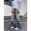 American Retro D Digital Trompe L'oeil, Erosion, Ripped Holes, Graffiti Printing Jeans, Men's and Women's Casual Trousers