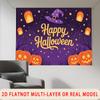 Party Backdrop Halloween Stars Purple Flat Witch Pumpkin Lantern Multi Layered Event Backdrop Decoration Front Door Decor