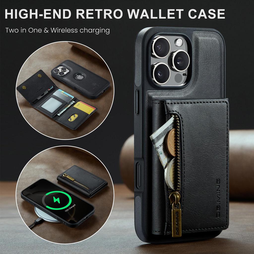 Odpinany na zamek magnetyczny skórzany portfel etui z podstawką na telefon dla iPhone 17 Air 16 15 Plus 13 12 Pro Max Samsung S25 S24 S23 Ultra Google Pokrowiec z przegródką na karty