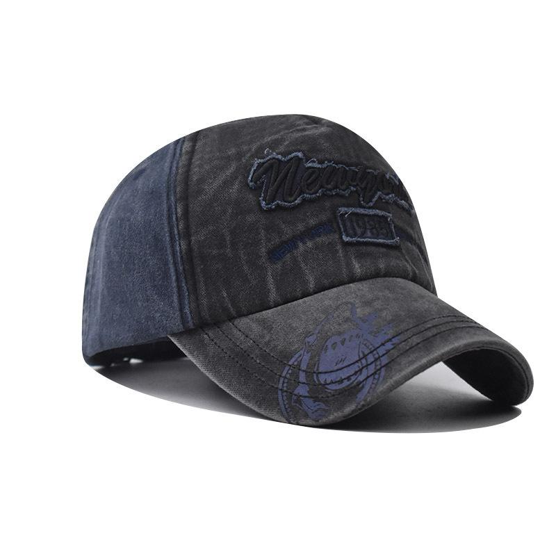 Washed Alphabet New York Embroidered Baseball Cap Vintage Personality Graffiti Shark Cap Men's Cap