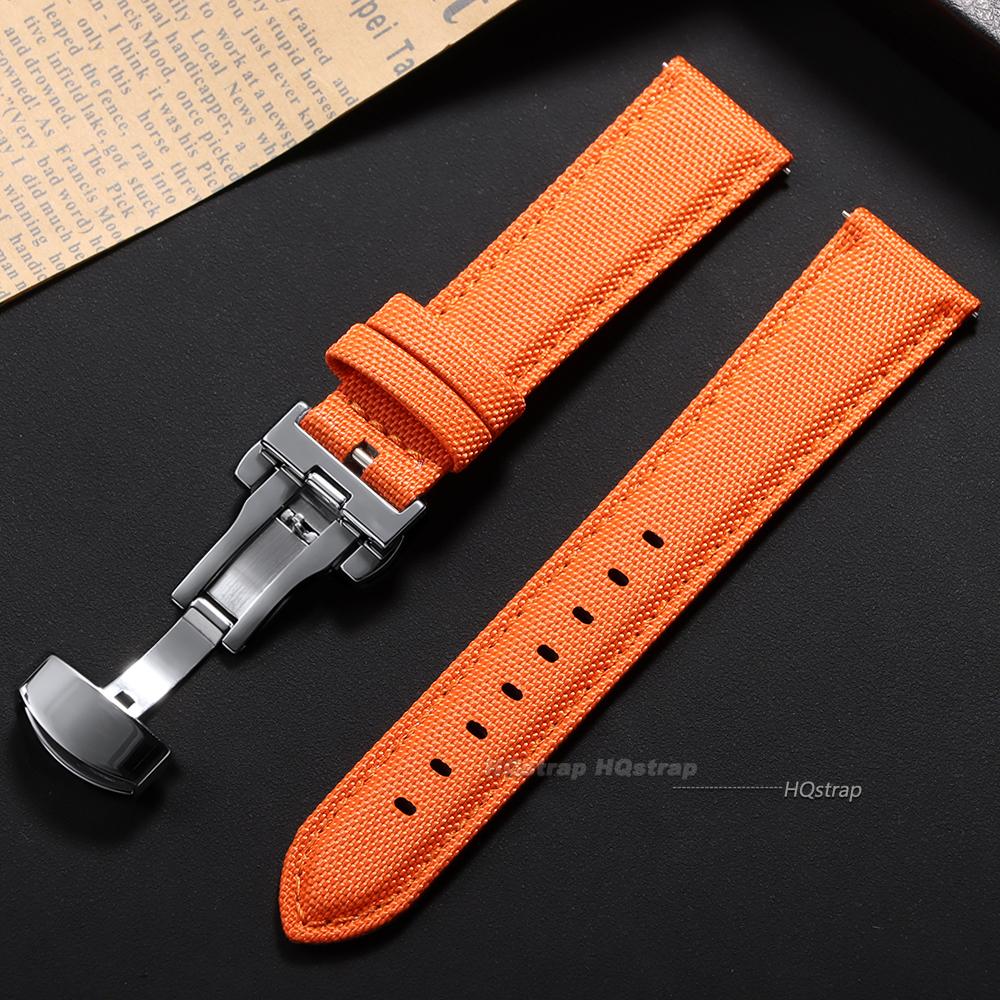 Cinturino per Orologio in Tela 20mm 22mm Rilascio Rapido Impermeabile in Pelle di Mucca per Omega per Seiko Cinturini con Fibbia Deployante a Farfalla