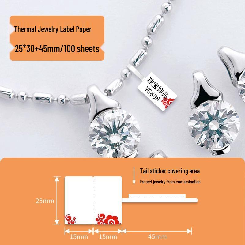 Detong DP Thermal Jewelry Hang Tag Labels for Gold & Silver Accessories Price Tagging