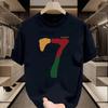 Women Men Letters 7 Cotton T Shirt Round Neck Short Sleeve Print Casual T-shirts
