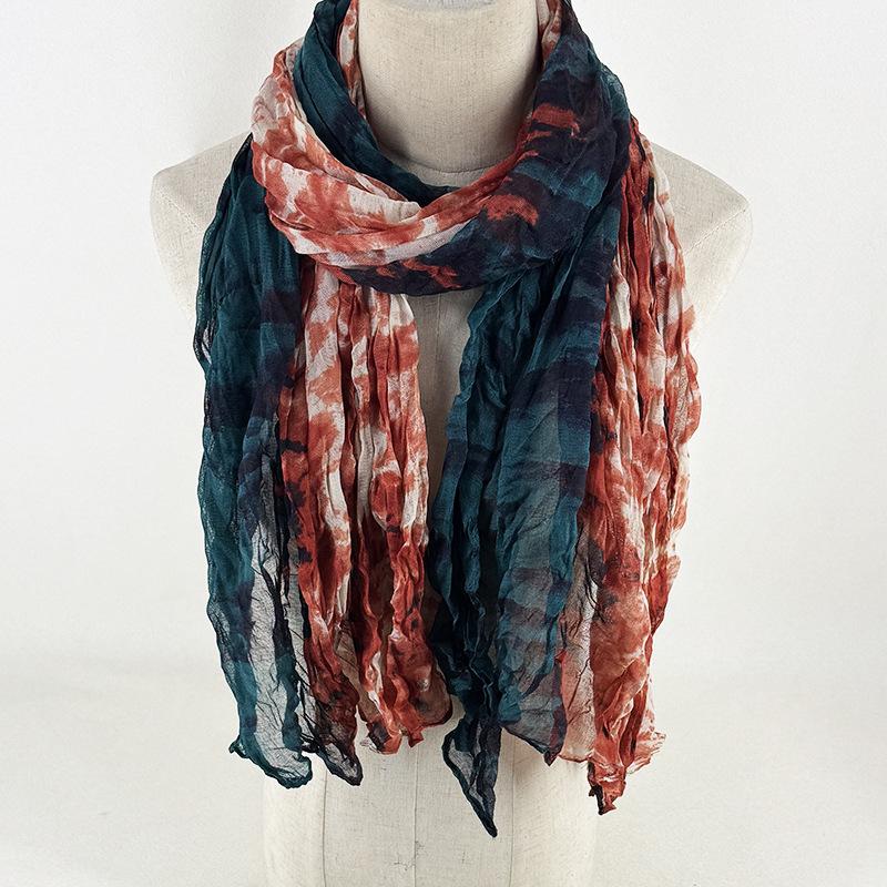 Women's Scarf Dyed and Pleated Scarf Neck Protection Warm and Windproof Versatile Accessory Scarf