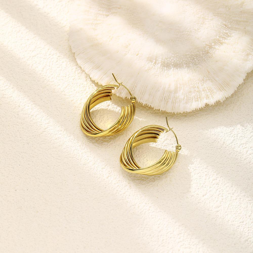 

Exaggerated Rhombus Flower Big Earrings Women S Stainless Steel Retro Trendy Earrings High-End Niche Design Earrings