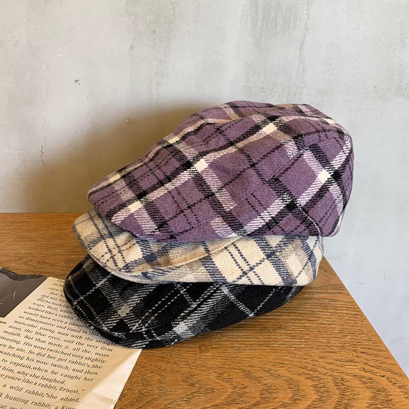 Pattern Checkered Fashion Women Casual Duckbill Cap For Summer Autumn And